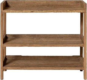 Consolă din lemn reciclat, cu 3 rafturi, natur, finisaj vintage, 95×40×86 cm, „Rustor"