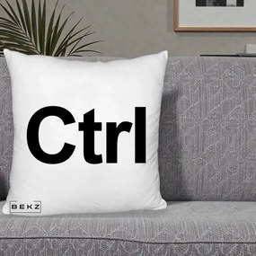 Perna Personalizata Tasta Ctrl Tipografie Bold, 40x40 cm, Alb Pufos, Husa Detasabila, Perna Inclusa, BEKZ®