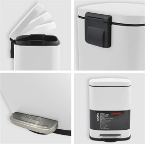 Coș de gunoi alb mat cu pedală din oțel 5 l Akira – Spirella