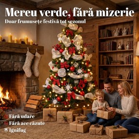 HOMCOM Brad de Crăciun 180 cm cu 200 LED, Telecomandă, 8 Moduri, 800 Crenguțe | Aosom Romania