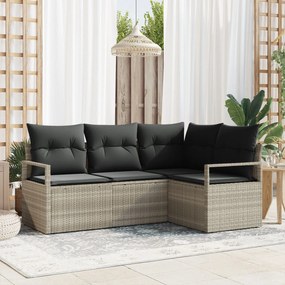vidaXL Set de canapele pentru grădină 4 pcs Gri deschis Rattan poli
