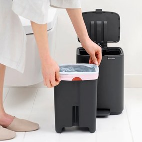 Cos de gunoi Brabantia Bo Pedal 1010132, 7 l, Inchidere lenta, Baza cauciucata, Finisaj mineral, Gri inchis