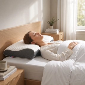Perna cervicala ortopedica CERVI-SAN Prim memory foam, 9/3 cm, husa Tencel