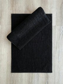 Set 2 covorase baie KARE, 50x70 cm, forma dreptunghiulara, bumbac, neg