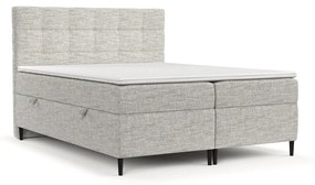 Pat boxspring gri deschis cu spațiu de depozitare 140x200 cm Urbaneo – Maison de Rêve