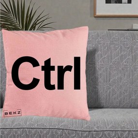 Perna Personalizata Tasta Ctrl Tipografie Bold, 40x40 cm, Roz, Husa Detasabila, Perna Inclusa, BEKZ®