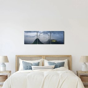Tablou cu munți (cu ceas) (90x30 cm)