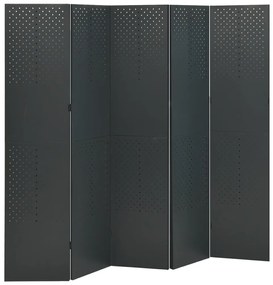 3095198 vidaXL Paravane de cameră cu 5 panouri, 2 buc. antracit 200x180cm oțel