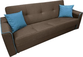 Canapea VERA extensibila, 3 locuri, lada de depozitare, stofa maro + turcoaz, 225x90x90 Maro + Turcoaz, Stofa