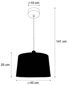 Lampă modernă suspendată neagră cu abajur 45 cm alb - Combi 1