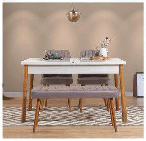 Set mobilier sufragerie Dobuse 2 (pin atlantic + alb + gri) (pentru 4 persoane). 1093778