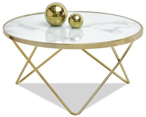 Măsuță de cafea Armin Xl (marmură albă + auriu). 1111557