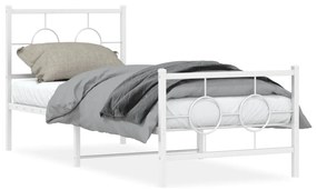 376283 vidaXL Cadru de pat metalic cu tăblie de cap/picioare, alb, 75x190 cm