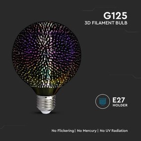 LED filament G125 3D decorativă, E27, 4W, 230V, 3000K