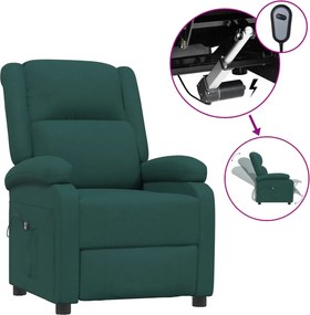 vidaXL Fotoliu rabatabil electric, verde închis, material textil