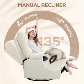 HOMCOM Fotoliu Modern Reclinabil 135° cu Suport pentru Picioare și Suporturi pentru Pahare Bej | Aosom Romania