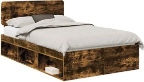 vidaXL Cadru de pat Stejar fumuriu 120 x 190 cm Lemn de pin masiv