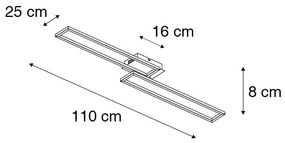 Plafoniera dreptunghiulară din oțel cu dimmer în 3 trepte - Plazas Novo