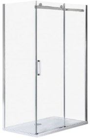 Cabină de duș asimetrică pătrată Vincenzo cu finisaj Easy Clean, fără cădiță de duș