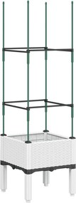 vidaXL Jardinieră de grădină cu spalier, alb, 40x40x142,5 cm, PP