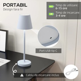 HOMCOM Lampă de Masă cu 3 Lumini Albe, Lampă de Birou Portabilă, Modernă cu Cablu Inclus, Ø11,2x36,5 cm, Gri | Aosom Romania