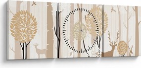 Tablou - Pădure ilustrată (cu ceas) (90x30 cm)