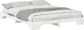 vidaXL Cadru de pat Alb 160 x 220 cm Lemn de pin masiv