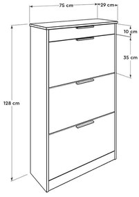 Pantofar Adore, 3 compartimente, capacitate 18 perechi incaltaminte, 75 x 128 x 29 cm