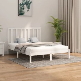 3106779 vidaXL Cadru de pat, alb, 160x200 cm, lemn masiv