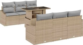 vidaXL Set de canapele pentru grădină 7 pcs Bej Rattan poli