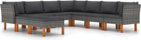 vidaXL Set mobilier de grădină cu perne, 9 piese, gri, poliratan