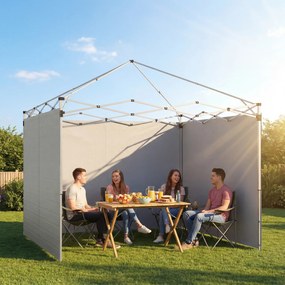 Outsunny Set de 3 piese panouri laterale cu fermoar pentru pavilion 3 x 3 m, gri deschis | Aosom Romania