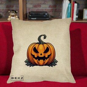 Perna Decorativa Halloween Jack-o'-Lantern Infricosator, 40x40 cm, Crem, Husa Detasabila, Perna Inclusa, BEKZ®