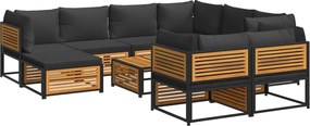 vidaXL Set de canapele de grădină cu perne 10 piese lemn masiv acacia
