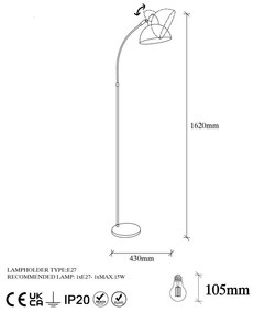 Lampadar cu abajur din metal (înălțime 162 cm) Varzan – Opviq lights