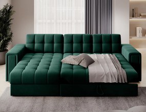Coltar extensibil reversibil 3 locuri ELTAP, Blenvi, 260x150x82 cm, lemn/poliester, verde inchis