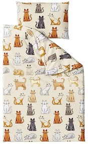 Lenjerie de pat din bumbac crem COLORED CATS Dimensiune lenjerie de pat: 70 x 90 cm | 140 x 200 cm