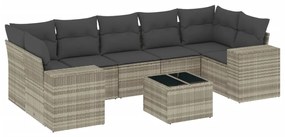 3254679 vidaXL Set mobilier de grădină cu perne, 8 piese gri deschis poliratan