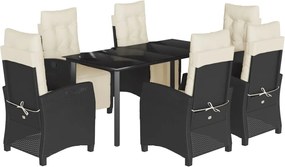 vidaXL Set mobilier de grădină cu perne, 7 piese, negru, poliratan