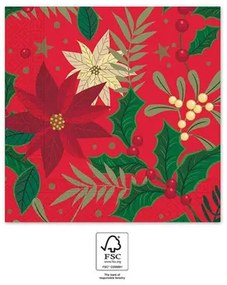 Crăciun Holly Poinsettia i şerveţel 20 bucăți 33x33 cm FSC