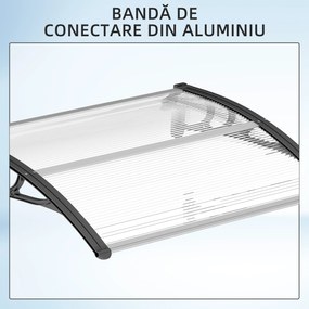 Outsunny Copertină de Exterior pentru Uși și Ferestre 75x100 cm, Protecție Solară și împotriva Ploii, cu Suport din Aluminiu, Transparentă | Aosom Romania