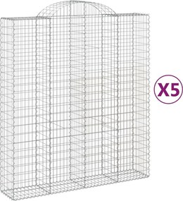 vidaXL Coșuri gabion arcuite, 5 buc, 200x50x220/240cm, fier galvanizat