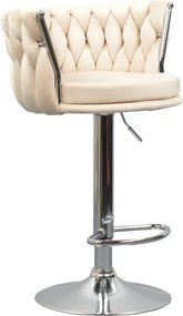 Scaun de bar de design, bej ţesătură Velvet/crom, BRIN