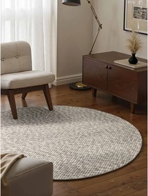 Covor gri deschis/crem țesut manual rotund din lână ø 160 cm Lyon Beans – Elle Decoration
