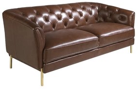 Canapea 2 locuri din piele naturala capitonata Cowhide leather brown