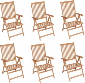 vidaXL Scaune de grădină rabatabile, 6 buc., lemn masiv de tec