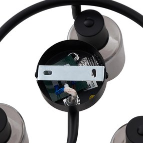 Plafonieră modernă neagră cu sticlă fumurie spirală 3 lumini - Cilin