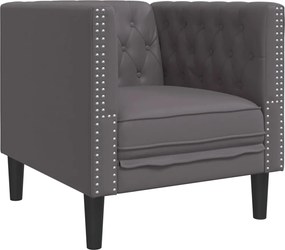 vidaXL Fotoliu Chesterfield, gri, piele ecologică