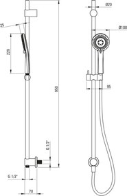 Arnika Set de duș, 3-funcții, cu bară glisantă - racord îngropat NQA_F61K
