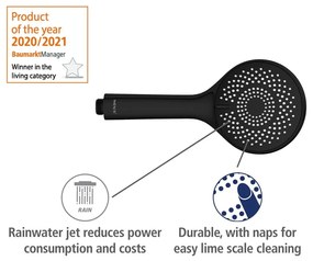 Set de duș negru din oțel inoxidabil 120 cm Water Saving – Wenko